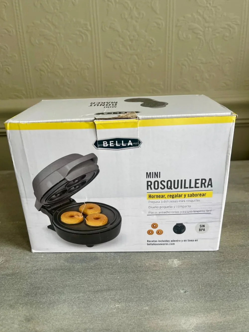 Bella Mini Donut Maker Makes 3 Donuts at a Time, Gray